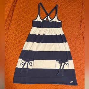 Hollister navy blue and white striped casual summer dress, size small.